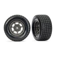 TRAXXAS DIRT OVAL GRAY FRONT WHEELS W/ HOOSIER TIRES (2)