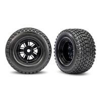 TRAXXAS WHEELS & GRAVIX TIRES, BLACK, REAR (2)
