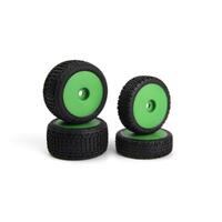 MAVERICK MICROBE BUGGY WHEEL/TYRE SET (GREEN/FRONT/REAR)