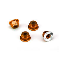 Traxxas Nuts, Alum, Flanged, Serrated (4Mm) Orng-Anod (4)