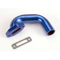 Traxxas Exhaust Header, Perfect Fit For N. 4-Tec ®, N. Rustler ®/Sport (Blue-Anodized, Aluminum)/Header Gasket (For Side Exhaust Engines Only)38-448