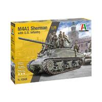 Italeri Plastic Model Kit M2A1 Sherman Tank With U.S. Infantry 1:35 - 51-6568S