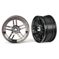 TRAXXAS WHEELS, 1.9' SPLIT-SPOKE BLK CHR (FRONT) (2) - 38-8371