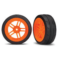 TRAXXAS TIRES AND WHEELS, ASSEMBLED, GLUED, ORANGE - 38-8373A