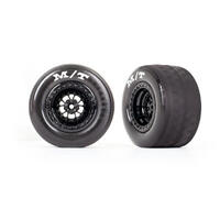 Traxxas Tires & Wheels, Assembled, Glued (Weld Gloss Black Wheels, Mickey Thompson  Et Drag  Slicks, Foam Inserts) (Rear) (2) 38-9475