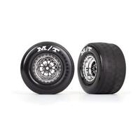 Traxxas T&W Assem (Weld Chrome, Black Wheels, Mickey Thompson Et Drag Slicks) (Rear) (2)