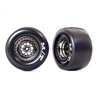 Traxxas Tires & Wheels, Assembled, Glued (Weld Black Chrome Wheels, Mickey Thompson  Et Drag  Slicks, Sticky Compound, Foam Inserts) (Rear) (2) 3