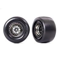 Traxxas T&W, Assem (Weld Black Chrome Wheels, Mickey Thompson Et Drag Slicks, Smoke) (Rear) (2)