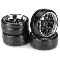 ABSIMA WHEEL SET DRIFT LP " COMB / PROFILE B" BLACK/CHROME 1:10 (4 PCS)