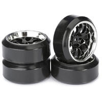 ABSIMA WHEEL SET DRIFT LP " COMB / PROFILE C" BLACK/CHROME 1:10 (4 PCS)