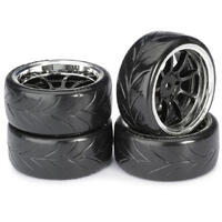 Absima Wheel Set Drift Lp " 9 Spoke / Profile A" Black/Chrome 1:10 (4 Pcs)