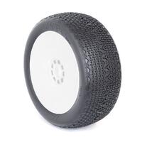 Aka Typo 1/8 Clay Buggy Tyres Premounted On White Rims, 2Pcs
