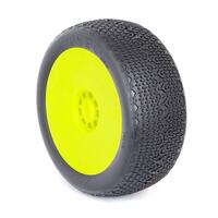 Aka Typo 1/8 Clay Buggy Tyres Premounted On Yellow Rims, 2Pcs