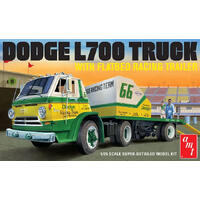 AMT 1/25 1966 DODGE L700 TRUCK W/FLATBED RACING TRAILER PLASTIC MODEL KIT