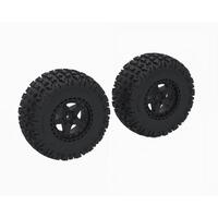 ARRMA DBOOTS FORTRESS SC TYRES ON BLACK WHEELS, 2PCS