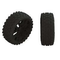 ARRMA 2HO TIRE SET GLUED BLACK 2PCS, AR550057