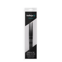 VALLEJO HOBBY BRUSHES: PRO MODELER DEFINITION SET - NATURAL HAIR (SIZES 4/0, 3/0 & 2/0)