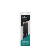 VALLEJO HOBBY BRUSHES: DRY BRUSH SET - NATURAL HAIR (S, M & L)