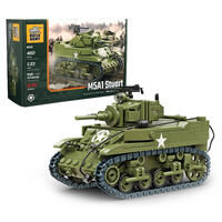 Build Army M5A1 Stuart WWII American Light Tank Model Brick Kit