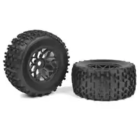 TEAM CORALLY - OFF-ROAD 1/8 MONSTER TRUCK TIRES - GRIPPER - GLUED ON BBS RIMS - 1 PAIR