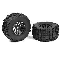 Team Corally - Off-Road 1/8 Mt Tires - Mud Claws - Glued On Black Rims - 1 Pair