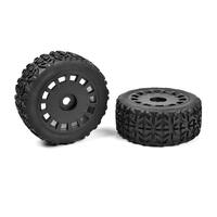 Team Corally - Off-Road 1/8 Truggy Tires - Tracer - Glued On Black Rims - 1 Pair