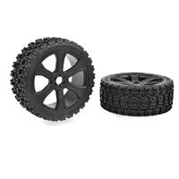 Team Corally - Rebel Xms - Asuga Xlr Off-Road Tires - Low Profile - Glued On Black Rims - 1 Pair