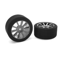 Team Corally - Attack Foam Tires - 1/10 Gp Touring - 35 Shore - 30Mm Rear - Carbon Rims - 2 Pcs