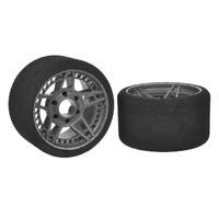 Team Corally - Attack Foam Tires - 1/8 Ssx-8 - 30 Shore - Front - 65Mm - Carbon Flex Rims - 2 Pcs