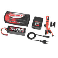 Team Corally - Energy Pack - Lipo 60C - 5500Mah - 3S - T-PLUG - Hard Case + Racer 50 - 2-4S AC Charger + Lipo Safety Bag + Charge-Balance Lead
