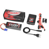 Team Corally - Energy Pack - Lipo 60C - 5500Mah - 3S - EC-5 - Hard Case + Racer 50 - 2-4S AC Charger + Lipo Safety Bag + Charge-Balance Lead