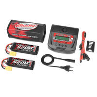 Team Corally - Energy Pack - 2X Lipo 60C - 5200MAH - 3S - XT-90 - Semi-Soft Case + Ultra-X 80 - 1-6S AC/DC Charger + Lipo Safety Bag + Charge-Balance
