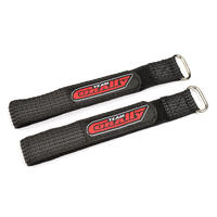 Team Corally - Pro Battery Straps - 250X20Mm - Metal Buckle - Silicone Anti-Slip Strings - Black - 2 Pcs