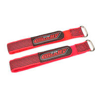 Team Corally - Pro Battery Straps - 250X20Mm - Metal Buckle - Silicone Anti-Slip Strings - Red - 2 Pcs