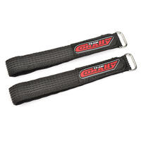 Team Corally - Pro Battery Straps - 300X20Mm - Metal Buckle - Silicone Anti-Slip Strings - Black - 2 Pcs