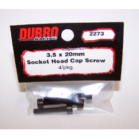 Dubro 2273 3.5Mm X 20 Socket-Head Cap Screws (4 Pcs/Pack)
