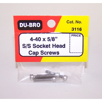 DUBRO 3116 SS 4-40 X 5/8IN SCKT HD CAP SCWS (4 PCS PER PACK)