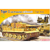 Dragon 1/72 Tiger I Late Production W/Zimmerit + Tiger Aces [7440]