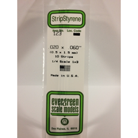 Evergreen White Polystyrene Strip 0.020 X 0.060 X 14" / 0.51Mm X 1.5Mm X 36Cm (10)