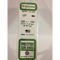 Evergreen White Polystyrene Strip 0.020 X 0.156 X 14" / 0.51Mm X 4Mm X 36Cm (10)