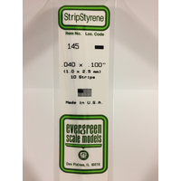 Evergreen White Polystyrene Strip 0.040 X 0.100 X 14" / 1Mm X 2.5Mm X 36Cm (10)