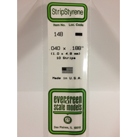 EVERGREEN WHITE POLYSTYRENE STRIP 0.040 X 0.188 X 14" / 1MM X 4.8MM X 36CM (10)