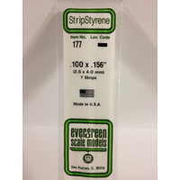 EVERGREEN WHITE POLYSTYRENE STRIP 0.100 X 0.156 X 14" / 2.5MM X 4MM X 36CM (7)