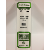 EVERGREEN WHITE POLYSTYRENE STRIP 0.125 X 0.156 X 14" / 3.2MM X 4MM X 36CM (6)