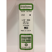 Evergreen White Polystyrene Rod 0.125 X 14" / 3.2Mm X 36Cm (4)