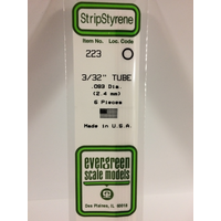 Evergreen White Polystyrene Tube 0.093 X 14" / 2.4Mm X 36Cm (6)