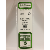 EVERGREEN WHITE POLYSTYRENE TUBE 0.125 X 14" / 3.2MM X 36CM (5)