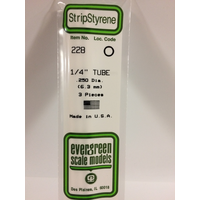 EVERGREEN WHITE POLYSTYRENE TUBE 0.250 X 14" / 6.4MM X 36CM (3)