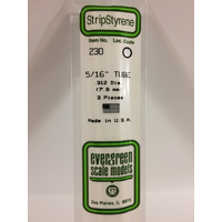 Evergreen White Polystyrene Tube 0.312 X 14" / 7.9Mm X 36Cm (3)