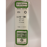 EVERGREEN WHITE POLYSTYRENE TUBE 0.344 X 14" / 8.7MM X 36CM (2)